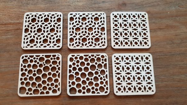 6 onderzetters 10cm vierkant