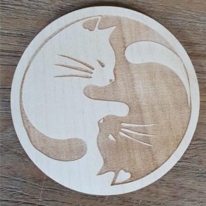 onderzetter 10cm katten Yin en Yang