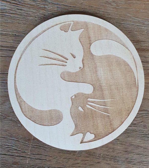 onderzetter 10cm katten Yin en Yang