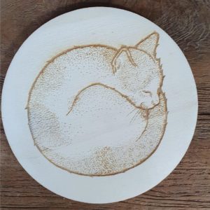 onderzetter 10cm slapende kat