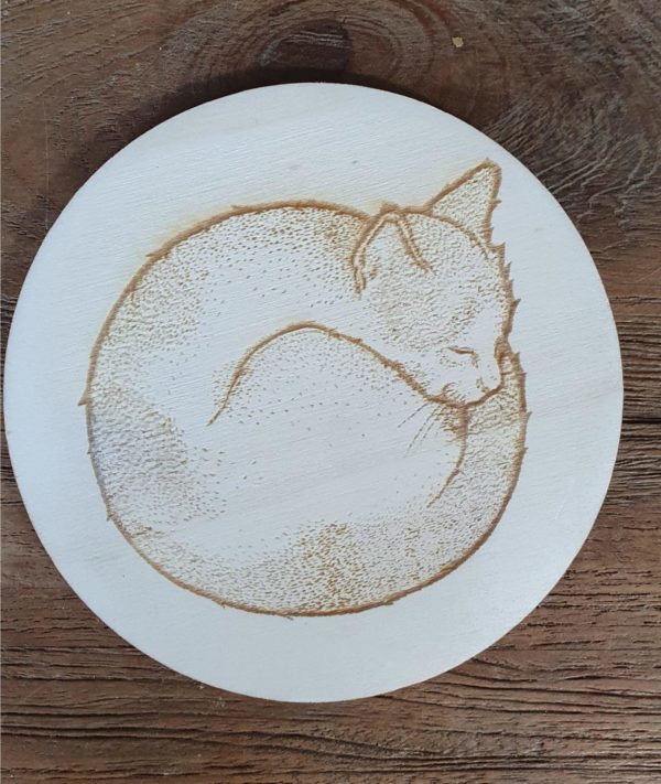 onderzetter 10cm slapende kat