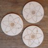 3x onderzetters met Atoomsymbool