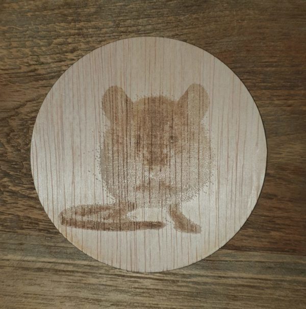 Onderzetter met leuke muis10cm 3mm dik multiplex