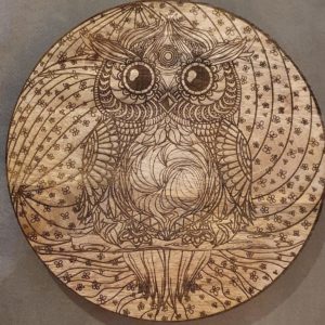 dienblad met uil motief