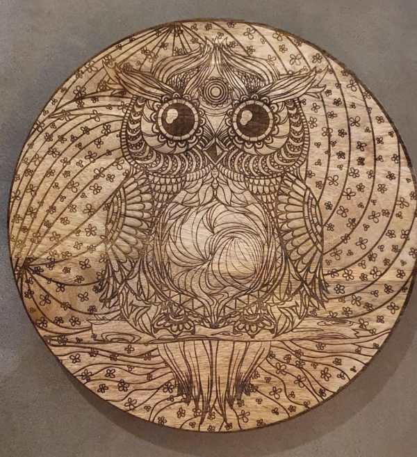 dienblad met uil motief