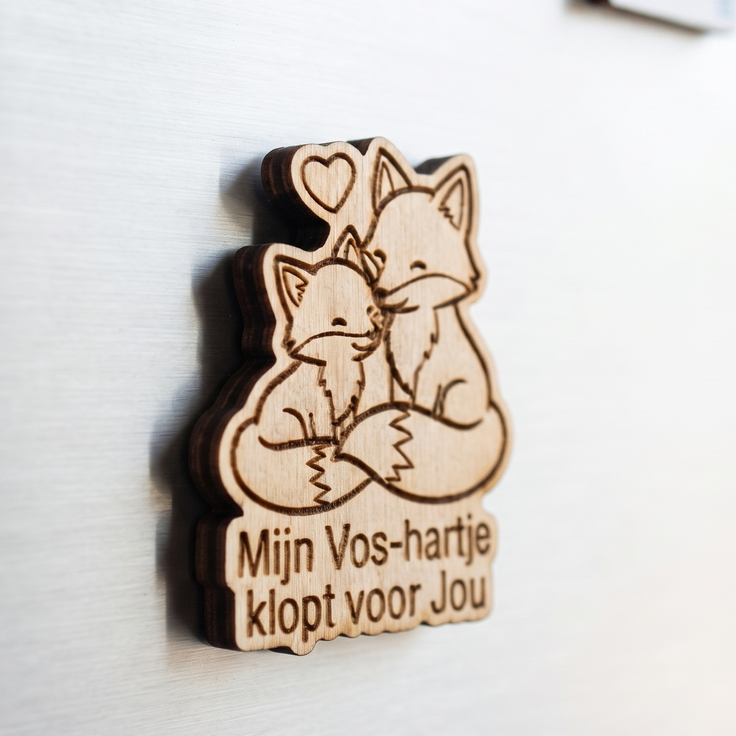 Koelkastmagneet met vosjes: Mijn Vos-Hartje klopt voor Jou