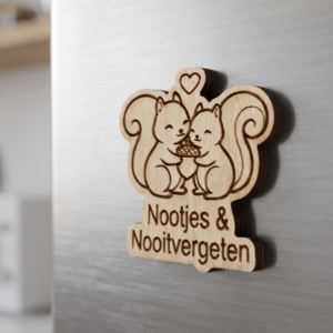 Lief Houten Koelkastmagneet Nootjes & Nooit Vergeten