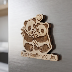 Panda Knuffel: mooie houten koelkastmagneet | FoxiBoxi
