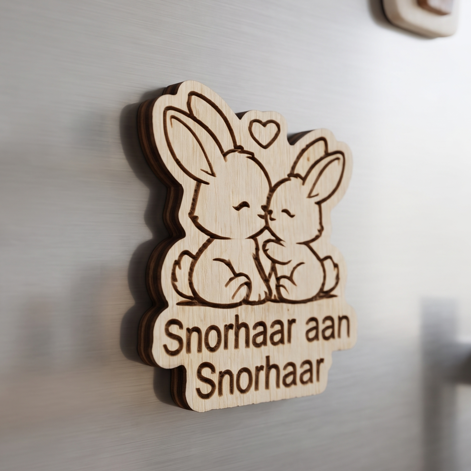 Koelkastmagneet met konijntjes snorhaar aan snorhaar