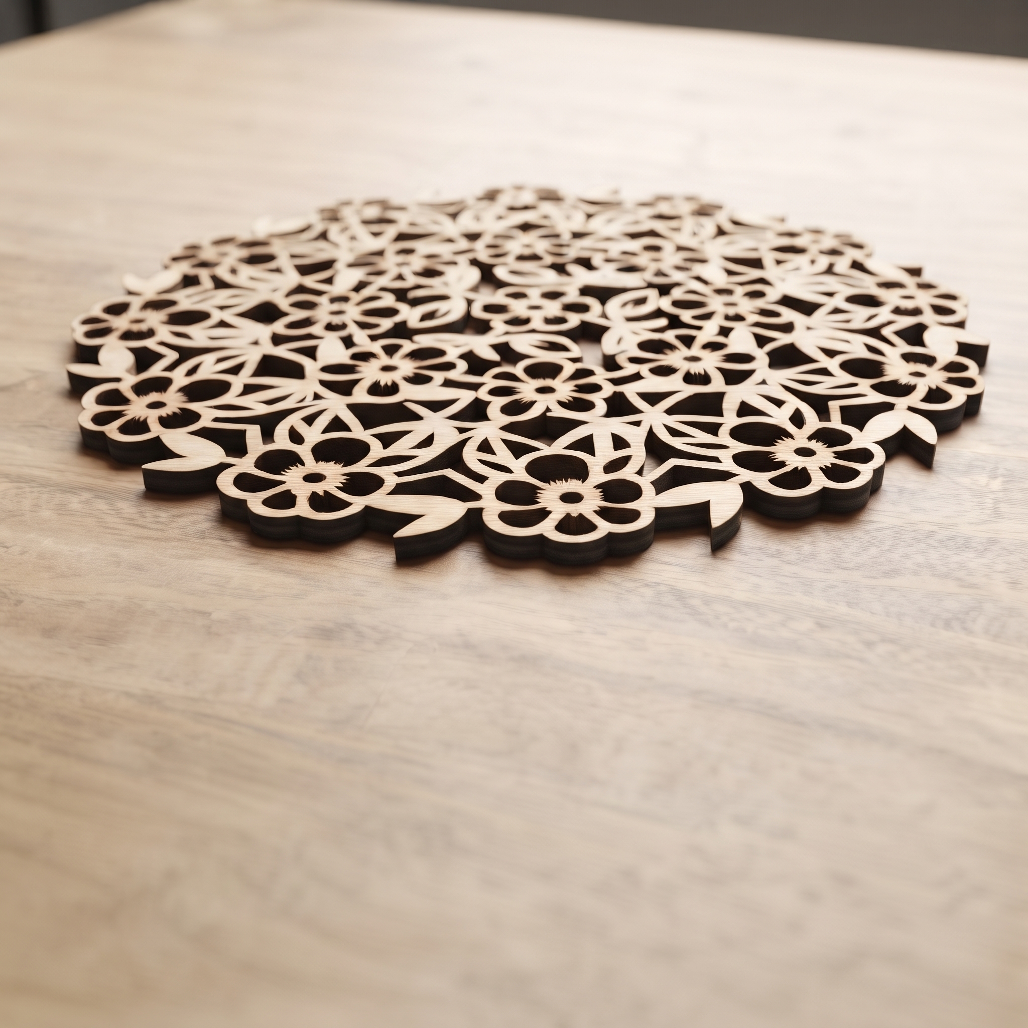 Pannenonderzetter met kleine bloemen